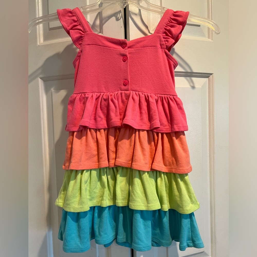GYMBOREE Colorful Ruffle Tiered Dress 💗🧡💚🩵 Colorblock, Ruffle Straps - Picture 6 of 7